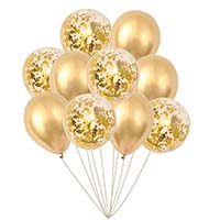  Balony zestaw 10 szt. złote konfetti na urodziny, wesele
